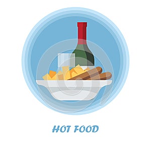 Hot food flat vector illustration