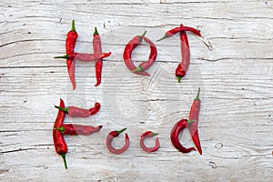 Hot food on wood background