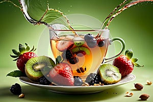 hot fruity natural tea with berries and fruits