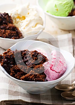 Hot Fudge Pudding Cake with ice cream