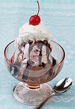 Hot Fudge Sundae On The Table