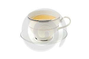 Hot Ginger tea in white cup isolated on white background