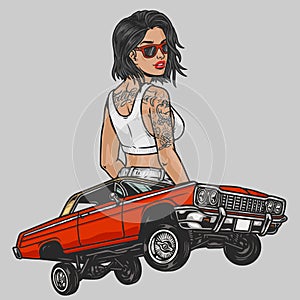 Hot girl lowrider colorful element