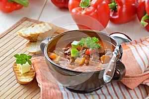 Hot goulash soup