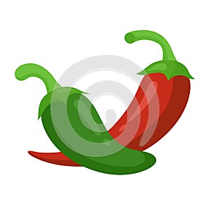 Hot green and red pepper set, spicy kitchen seasoning