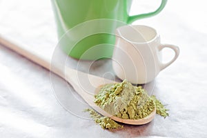 Hot green tea latte ingredient