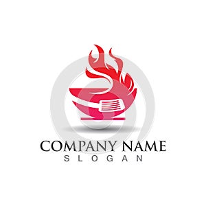 Hot grill logo template for business restaurant vector design creative