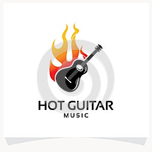 Hot Guitar Fire Logo Design Template Inspiration