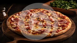 A hot ham pizza. Generative ai