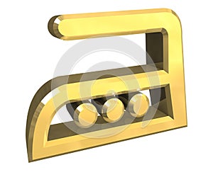 Hot Heat ironing symbol in gold - 3D