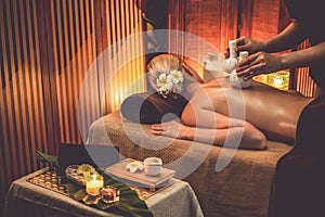 Hot herbal ball spa massage body treatment. Quiescent