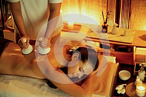 Hot herbal ball spa massage body treatment. Quiescent