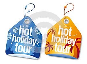 Hot holiday tour labels.