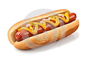 Hot Hot Dog isolated on white background, fast food concept, realistic design illustration, generative ai