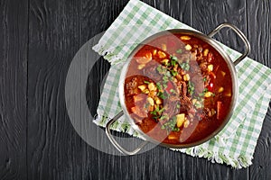 Hot hungarian goulash in a pot photo