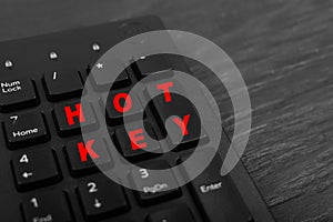 Hot Key on Black Keyboard, Hotkeys, Shortcut Keyboard Button, PC Hotkey, Keystroke Photo photo