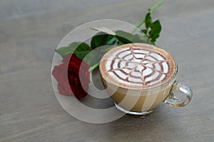 Hot latte art coffee