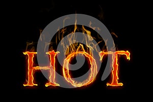 Hot lettering burning englisch on fire photo