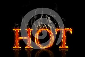 Hot lettering burning englisch on fire photo