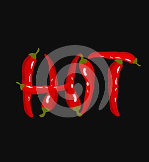 Hot. Lettering with red chili peppers.