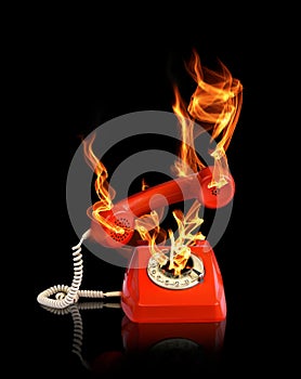 Hot line phone in fire
