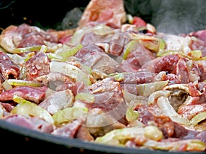 Hot liver with onion