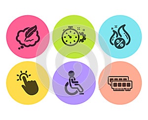 Hot loan, Touchpoint and Copyright chat icons set. Cogwheel timer, Disabled and Ram signs. Vector