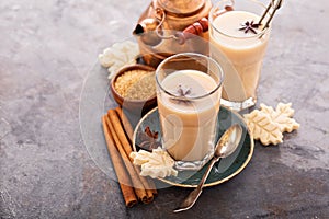 Hot masala tea with spices