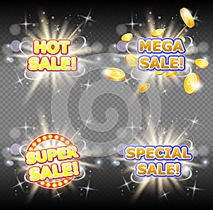 Hot mega super and special sales vector banner set