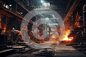 Hot metallic manufacture industrial foundry factory heavy metallurgy iron steel