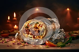 Hot mexican burrito. Illustration AI Generative