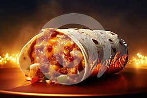 Hot mexican burrito. Illustration AI Generative