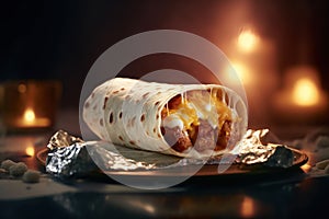 Hot mexican burrito. Illustration AI Generative