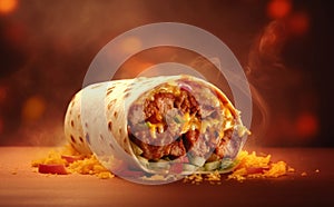 Hot mexican burrito. Illustration AI Generative