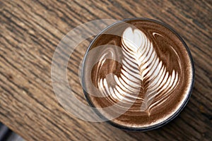 Hot mocha serving on wooden table