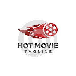 Hot movie logo design vector