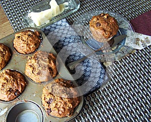 Hot muffin treat for the coffee break, hot and ready.