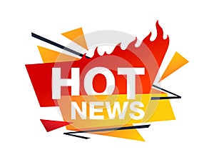 Hot News icon - burning stripe with text