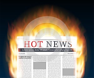 Hot News. Mock up of a blank daily newspaper. Fully editable whole newspaper in clipping mask. Vector stock illustration