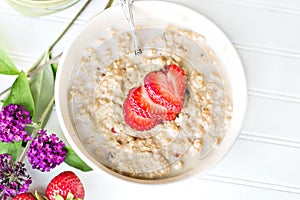 Hot oatmeal breakfast