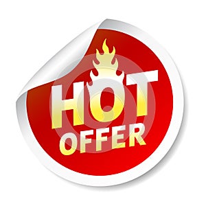Hot ofer sticker badge with flame