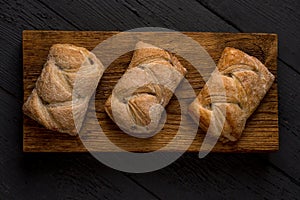 Hot pastry, apple strudel, on a wooden board, new year and christmas, traditions
