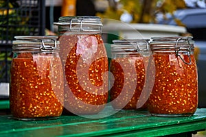 Hot pepper in jars