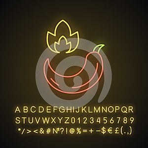 Hot pepper neon light icon