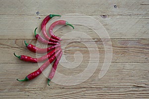 Hot pepper on a wooden background