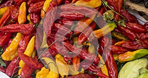 Hot peppers (aji limo) in a peruvian market