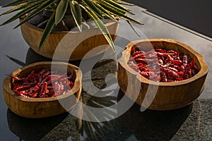 Hot peppers on display