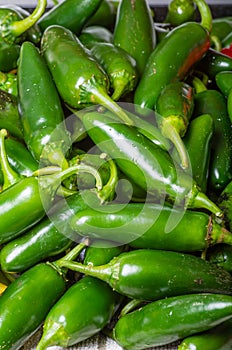 Hot peppers on display ready to use