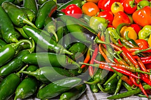 Hot peppers on display ready to use