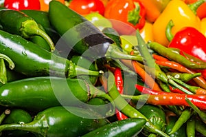 Hot peppers on display ready to use